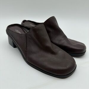 Madeline Stuart Fable Dark Brown Leather Square Toe Mules Y2k 90s